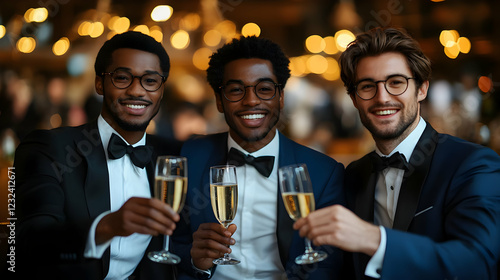 Three Elegant Men Toast wit...