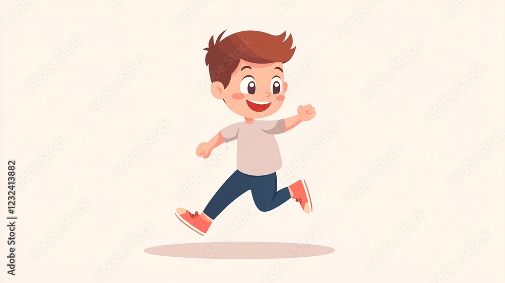 Energetic Little Boy Running Fast Vector Illustration for Children's Book Cover Design Energetic Little Boy Running Fast Vector Illustration for Children's Book Cover Design
