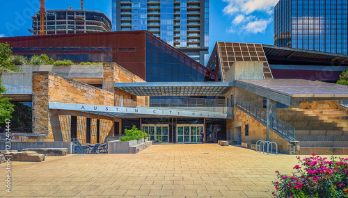 Texas, USA, May 29th 2024, view of Austin City Hall building