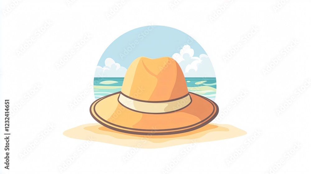 Versatile Beach Hat Vector Icon for Summer Fashion Accessories Collection and Island Vacation Destinations Illustration Versatile Beach Hat Vector Icon for Summer Fashion Accessories Collection and Island Vacation Destinations Illustration