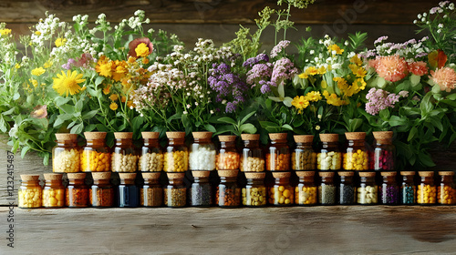 Assortment of dried herbs a...