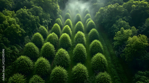Aerial View of Lush Green F...