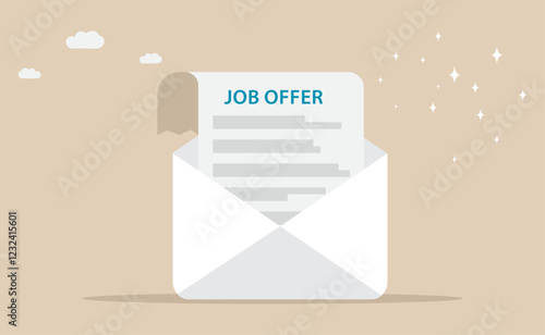 Job offer emerges, tangible dream delivered, promising a bright future filled with potential.
