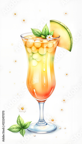 Wallpaper Mural Refreshing cantaloupe basil cooler cocktail in elegant glass, summer vibes Torontodigital.ca