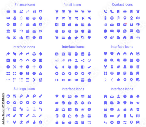 Simple small solid icons set. Rounded mini vector icons.