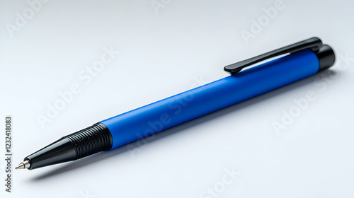 Blue Pen Lies on a White Ba...
