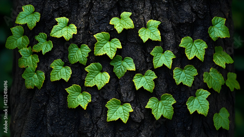 Green Leaves Adorn a Dark T...