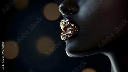Golden Glitter Lips Shine o...
