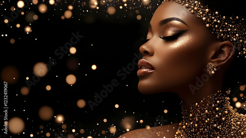 Glamorous Woman with Gold M...