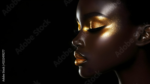 Dark Skin Woman with Gold M...