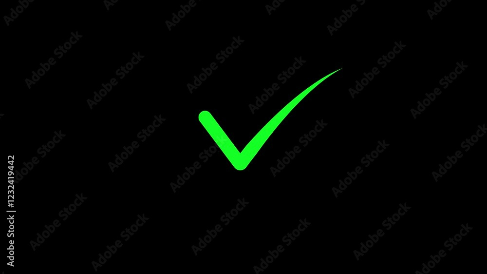 check mark animation icon on black background. Tick finishing confirm yes, right ,ok sign. Tick mark on black background check mark animation icon on black background. Tick finishing confirm yes, right ,ok sign. Tick mark on black background