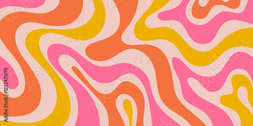 Abstract Wavy Geometric Y2k Texture Vector Design. Cool Trendy Groovy Curvy Pattern. Psychedelic Trippy Liquid Colorful Backdrop.