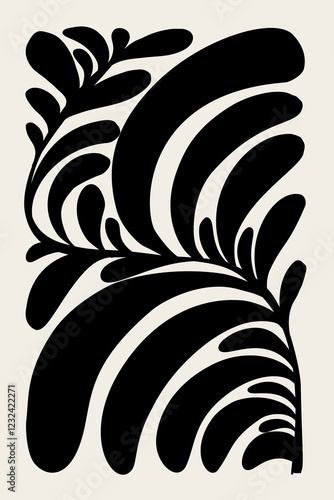 Modern earth seaweed abstract minimalist hand painted illustration for wall art decoration, cover, postcard or brochure design.