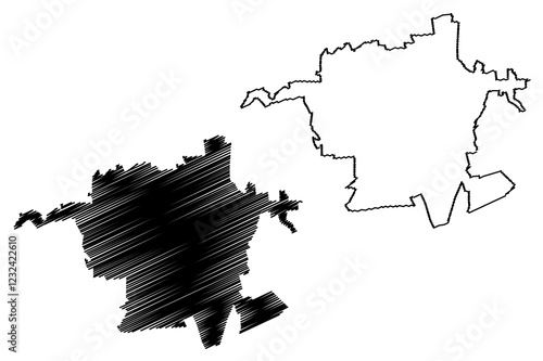 Panevezys City (Republic of Lithuania) map vector illustration, scribble sketch City of Panevezys map photo