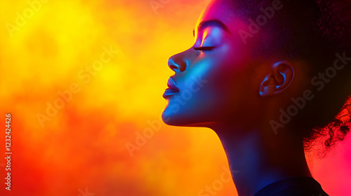 Woman with closed eyes illu...
