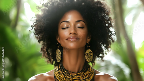 Serene Woman with Afro in N...