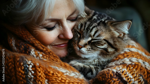 Elderly Woman Embraces Her ...