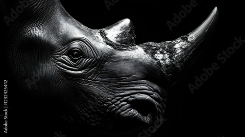 Rhinoceros Head Close-up in...
