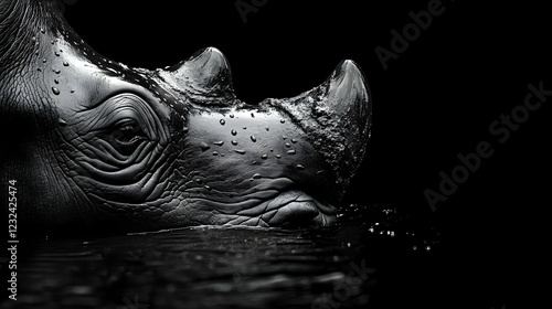 Rhinoceros Submerged in Wat...