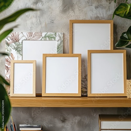 blank white fram and plant in the living room