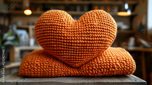 Handmade Crochet Orange Hea...