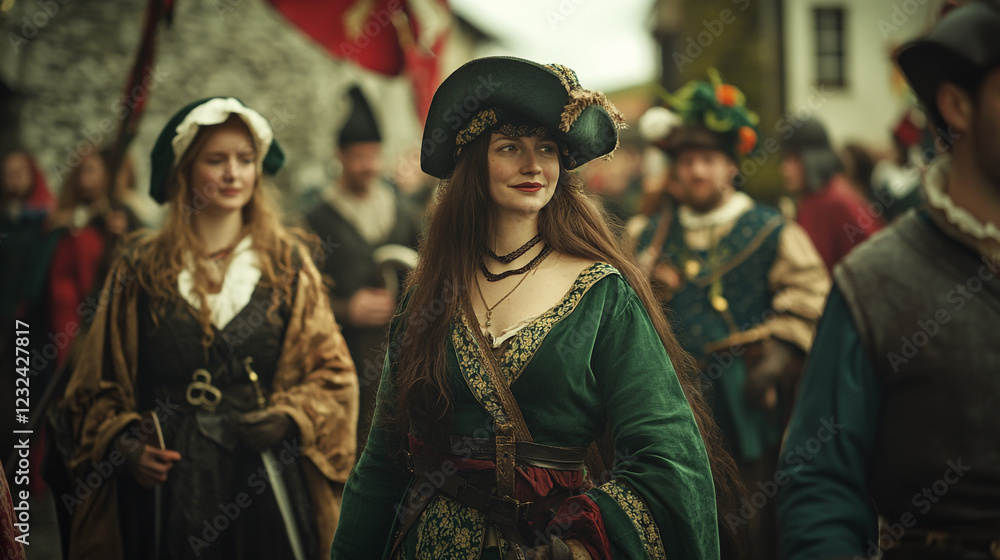 Fototapeta premium Celebrating St. Patrick's Day with vibrant costumes and festive spirit in a lively parade