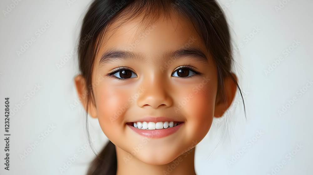 Smiling Young Girl Shows Off Her Perfect Teeth and Healthy Smile Brightly. Smiling Young Girl Shows Off Her Perfect Teeth and Healthy Smile Brightly.