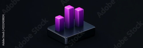 Clean financial services icon with a vibrant purple bar graph set against a sleek black background representing financial growth and professionalism