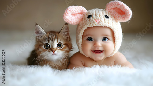 Adorable Baby in Mouse Hat ...