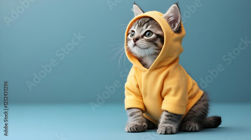 Adorable Kitten Wearing a Y...