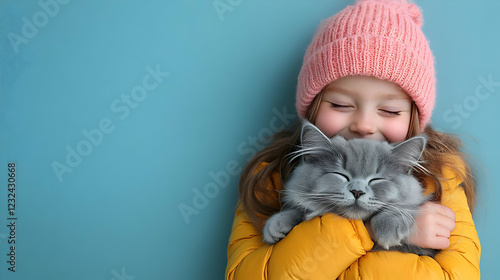 Little Girl Gently Embraces...