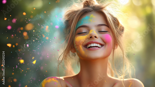 Woman with colorful powder ...