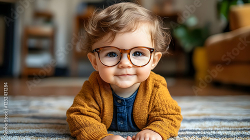 Adorable Baby Wearing Glass...