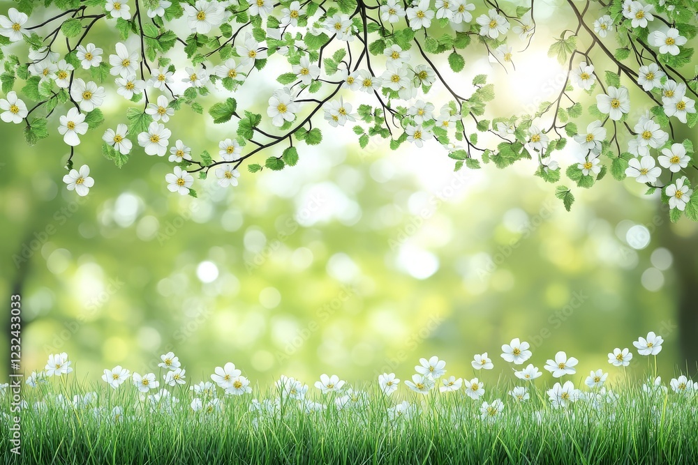 Spring forest with anemone flowers in the foreground, fresh white wildflowers growing on a natural meadow with blurred trees and sunlight in the background. Spring season concept. Spring forest with anemone flowers in the foreground, fresh white wildflowers growing on a natural meadow with blurred trees and sunlight in the background. Spring season concept.