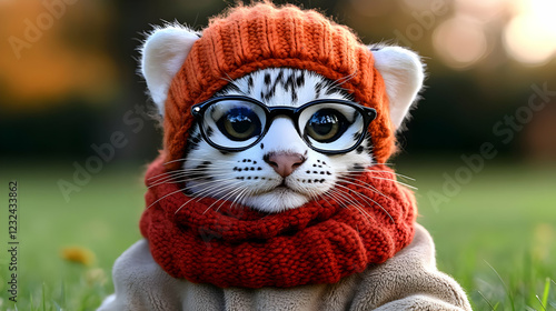 Adorable Kitten Wears Knitt...