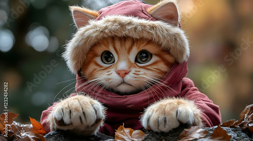 Adorable Ginger Cat Wearing...