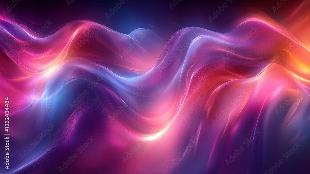 Obraz premium Abstract glowing ribbons with fluid smooth curves in neon colors. Generative AI