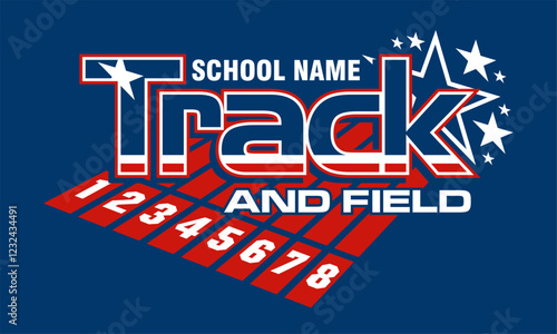 patriotic track and field team design with and stars and lanes for school, college or league sports