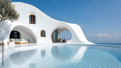 Whitewashed villa with infi...