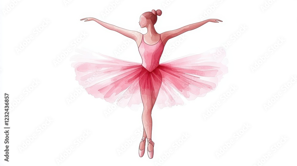 Graceful ballerina in pink, a captivating dance pose, embodying elegance and poise Graceful ballerina in pink, a captivating dance pose, embodying elegance and poise
