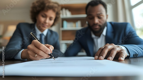 Businesswoman Signs Documen...