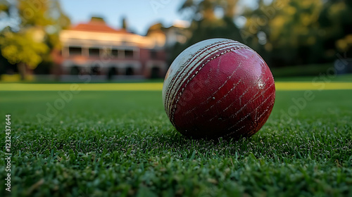 A Worn Cricket Ball Rests o...