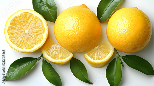 Fresh lemons and lemon slic...