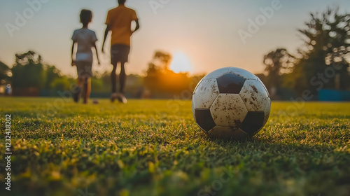 A Muddy Soccer Ball Sits on...