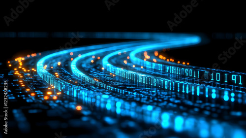 Binary Code Stream Flows Th...