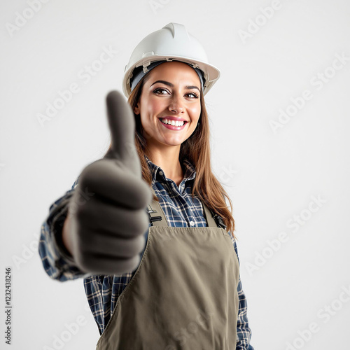 Woman showing thumbs up