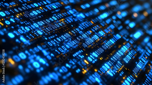 Binary Code Stream Flows Ac...