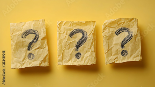 Three Crumpled Yellow Paper...