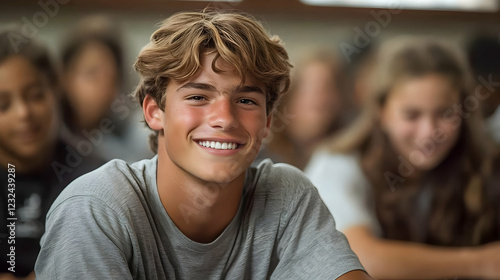 Smiling Teenage Boy Poses C...