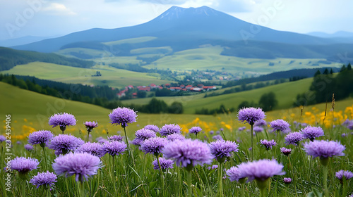 Purple flowers bloom vibran...